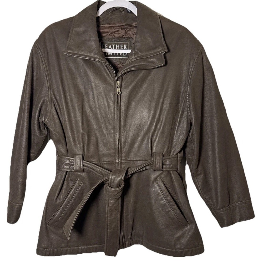 Vintage‎ Leather Limited Brown Leather Jacket Womens S Belted Thermolite